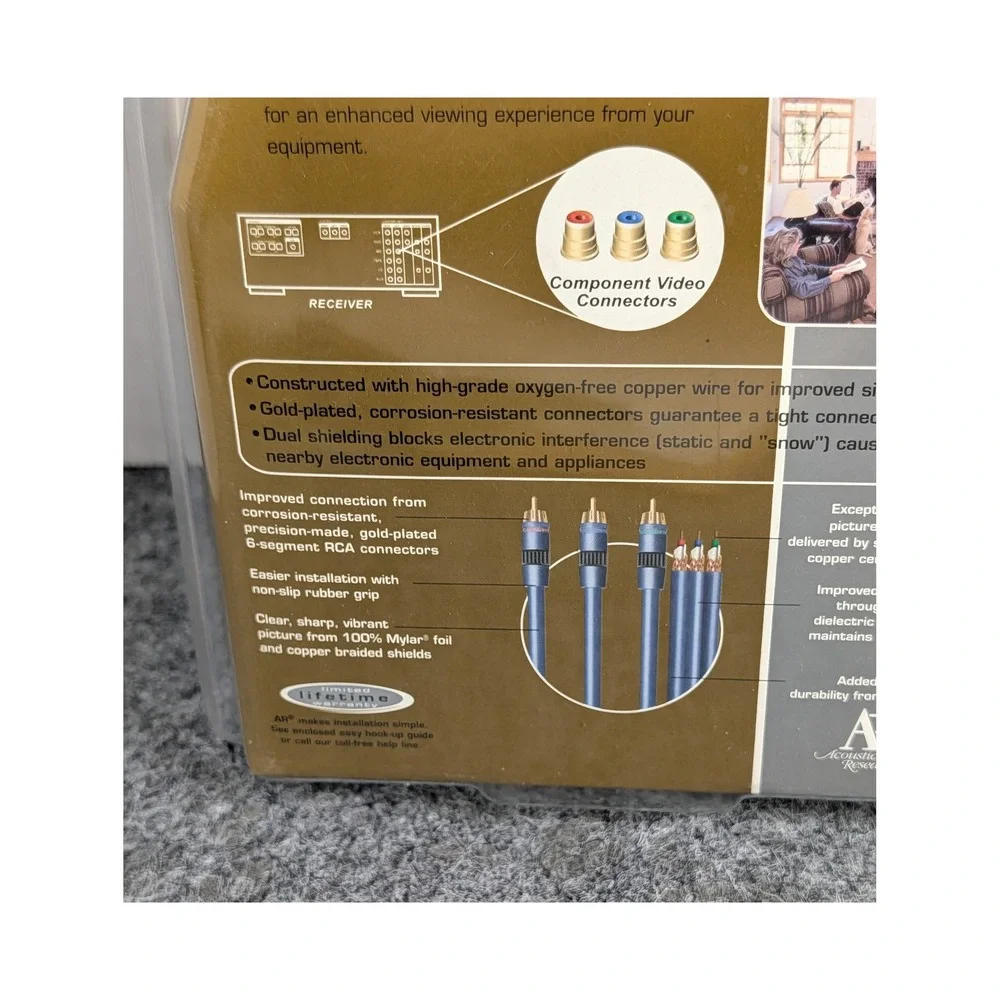Acoustic Research AP090 Performance Series 3ft Component Video Cable Gold RCA